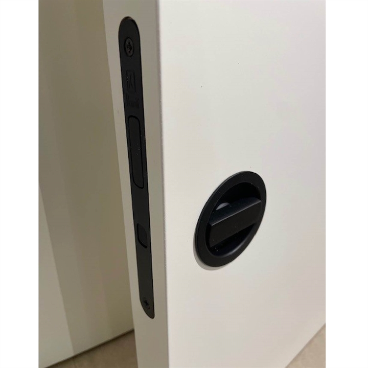 Rund design hagelås/vrider, børstet krom, isat