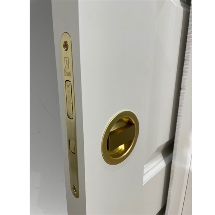 Rund design hagelås/vrider, børstet krom, isat