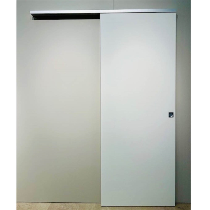 Slimline Glat kompakt skydedør m/square sort greb - Safco Doors